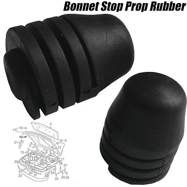 2 stk. Sorte Gummi Hætte Hood Bumper Stop Buffer 867827500a Til Caddy Golf Til Fabia