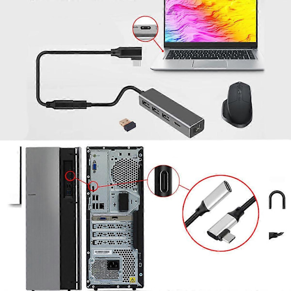Typ C USB 3.1 Hane till USB-C Hona Förlängningskabel Dataförlängare