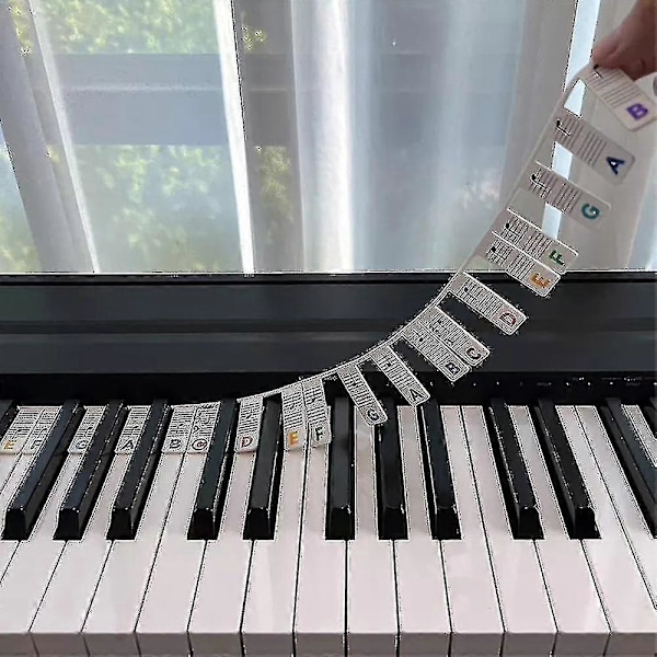 Gjenbrukbare Silikon Piano Keyboard Notelapper 88 Tangenter Piano Noter Guide Klistremerker
