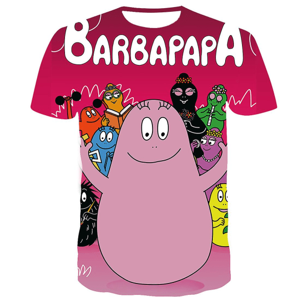 Børn sommer tegneserie Barbapapa 3d print kortærmede t-shirts Bosy piger Casual åndbare T-shirts Toppe Børn Smukt tøj 5 4-5T