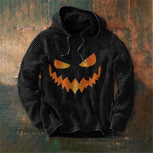 Græskar Halloween Kostume Hættetrøje Pullover Hættetrøje BLACK STYLE 2 XXXL