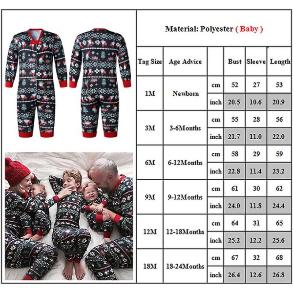 Kotiin sopivat joulupyjamat Uutuus ruma print Pyjama Holiday Set Baby 3-6 Months