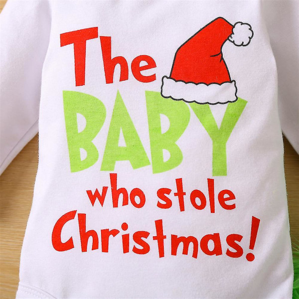 How The Grinch's Stole Christmas! Nyfödd Baby Boy Girl Xmas Outfits Romper Plysch Suspender Byxor Set Barnkläder 12-18Months