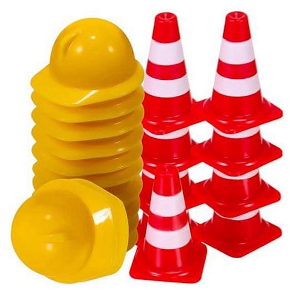 50 stk. Mini Trafikkjegler med 50 stk. Mini Vernehjelm