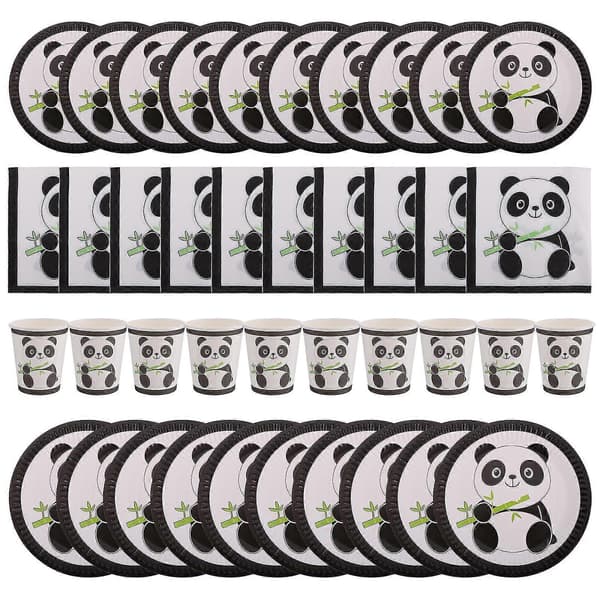1 Sett med Søte Panda Engangstallerkener Servietter Kopper Bursdagsutstyr