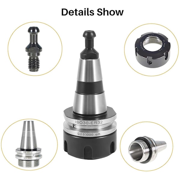 Balance Chuck ISO30 ER32 50L Balance Collet Drejebænk Chuck G2.5 30000RPM CNC Værktøjsholder Rustfrit Stål