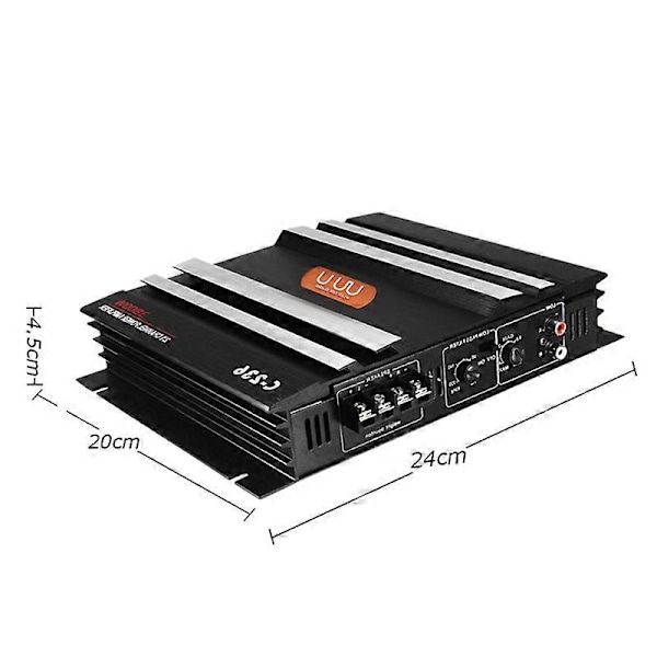 3800 W Bilforstærker 2 Kanal Sort Aluminium Legering Høj Effekt Bil Stereo Audio Effektforstærker til