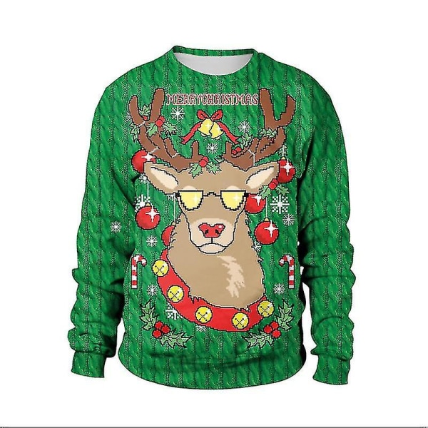 Christmas Xmas Menn Dame Sweatshirt 3d Print Vinter Pullover Jumper Topper F Style L