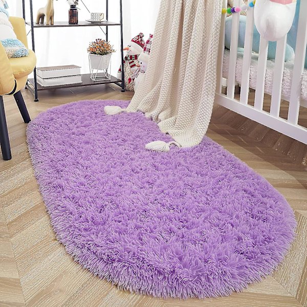 Tflycq Oval Fluffy Matta Mattor, Modern Plysch Shaggy Area Matta För Barn Sovrum Extra bekväm Söt Nursery Matta Sängmatta För Pojkar Flickor Heminredning