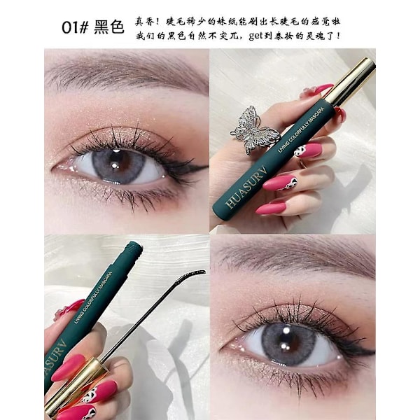 Farvet mascara anti-sved slank lang krøllet tyk vandtæt langtidsholdbar ikke-udsmørende mascara naturlig