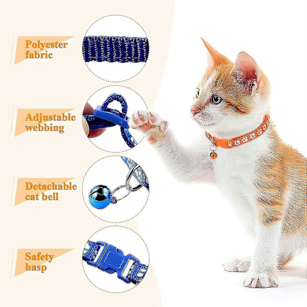 19 st Puppy ID-halsband med Klocka Justerbar 19-32cm, Mjuk Nylon Justerbar Reflekterande Identifikationshalsband för Nyfödda Husdjur