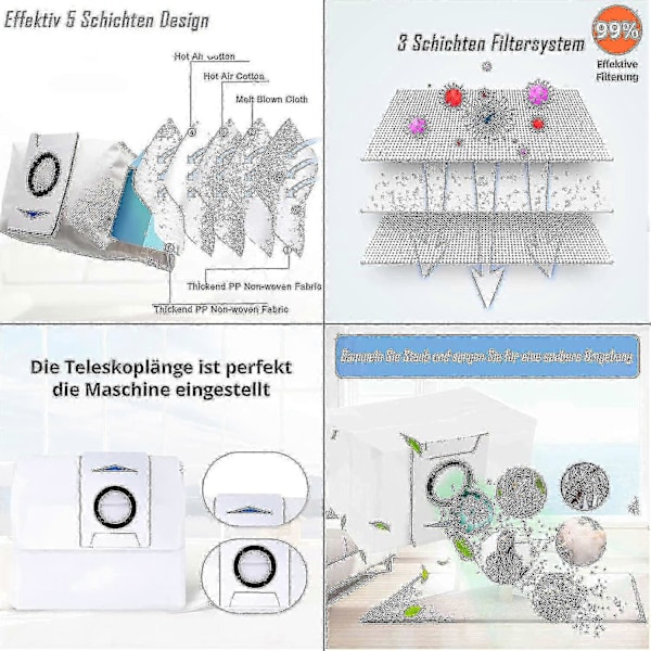 10 kpl pölynimuripusseja Ecovacs Deebot X1 Omni -imuriasemalle Ecovacs Deebot X1 Omni, R