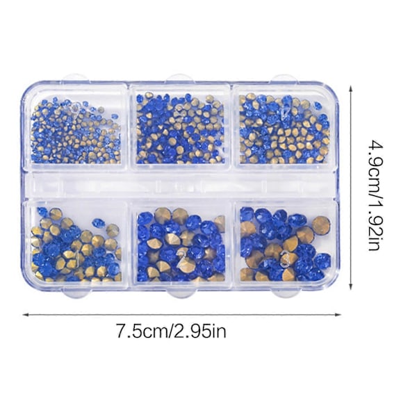 Negle Rhinestones Klare Negle Ædelstene 3d Neglekunst Dekorationer Neglesmykker Spids Bagside Neglekrystaller Manicure Tilbehør sø blå