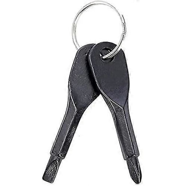 2023 - Mini Multifunksjonell Skrutrekker Rustfritt Stål Skiftenøkkelform Skrutrekker Slisset Skrutrekker Nøkkelring (ShiKai)