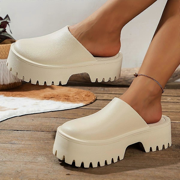 Nya modeller Enfärgade Pillow Slides, Slip On Mjuka Bekväma Platform Sandaler, Halkfria Casual Sommar Tofflor med Stängd Tå