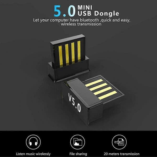 Bluetooth-sovitin Nano USB Bluetooth 5.0 -dongle langaton audio Bluetooth-tikku Bluetooth-vastaanotin PC:lle Windows 10 8 7