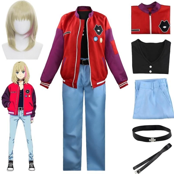 Anime Wonder Egg Priority Rika Cosplay Gul gradient paryk med frakke Skjorte Bukser Outfits tøj Costume S 6403 | Costume | S | Fyndiq