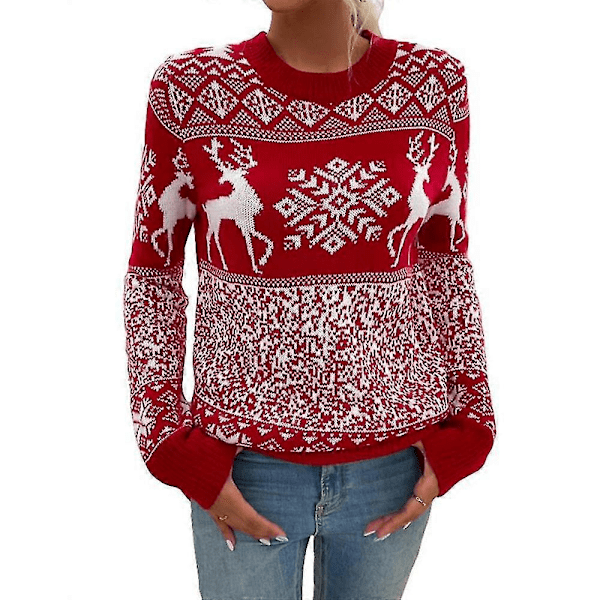 Skjorter & Toppe Dame Sweater Jul Langærmet Juletrøjer Rund Hals Jumpere No3174