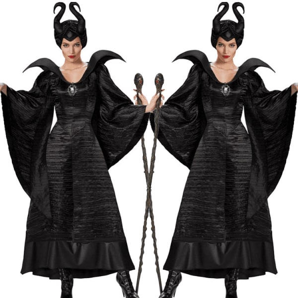 Halloween-asu Maleficent musta noita puku aikuisten viitta paholaisen puku cosplay-asu XXL