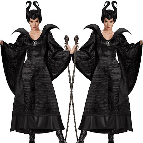 Halloween kostym Maleficent svart häxadräkt vuxen dräkt djävul kostym cosplay kostym L