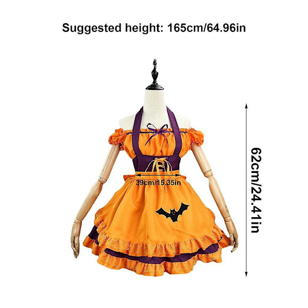 Broderet græskar Maid Outfit Anime Cosplay Broderet Kostume Fransk Maid Fancy Dress Sæt Halloween Fancy Dress Kostume Purple L