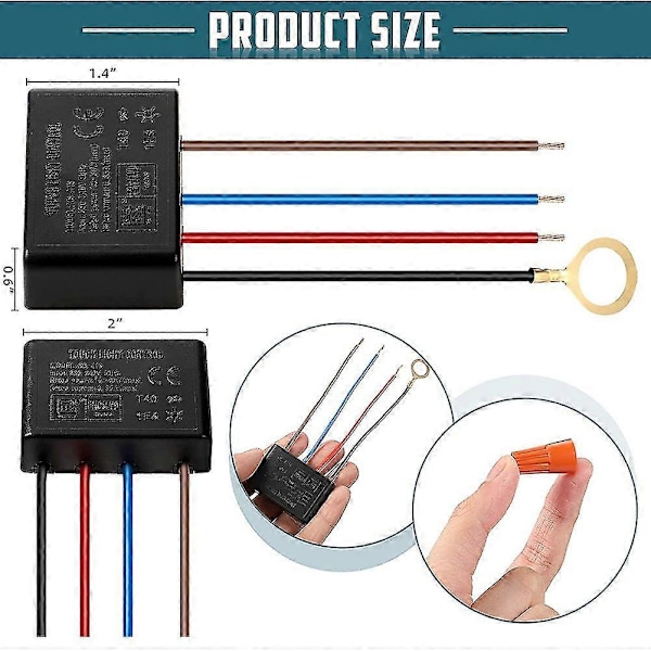 Touch Lamp Switch 2-pack, touch Lamp Control Module för dimbara LED, glödlampor, lampbrytarersättning