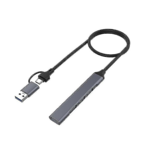 2-i-1 (USB-C+USB-A) 4 Port Hub USB 2.0x3+USB 3.0x1 5Gbps Snabb Överföring Slim Mini USB3.0 Hub USB