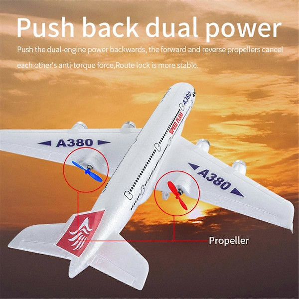 A380 RC Flygplan 2.4G Fjärrkontroll Leksak Fast Vinge Plan Gyro