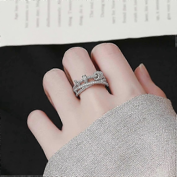Til min datter Fidget Ring mod Angst Fidget Ringe mod Angst til Kvinder Justerbar Stacking Angstdæmpende Regnbue Fidget Ring Smykkegaver