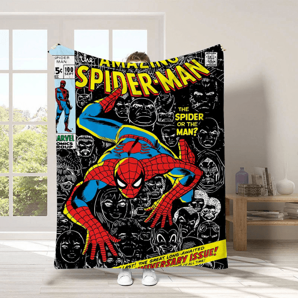 Spiderman-teppe Supermykt Varmt flanelltepper Sovesofa Bil Barn Gutter Gaver style 1 100*125cm