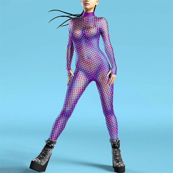 Dammode 3d thermal bild/ printed cosplay kostym Halloween Party Rave Body med tumhål style 3 M