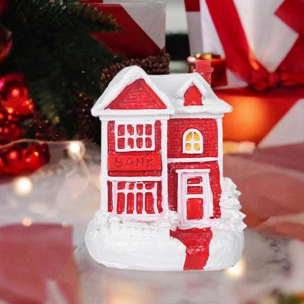 2x Mini Jule Sne Hus Dekorationer Håndværk Julepynt til Skrivebord