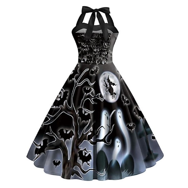 Halloween Kvinder Sommer Slanke ærmeløse A-line Flare Solkjoler COLOR 8 L