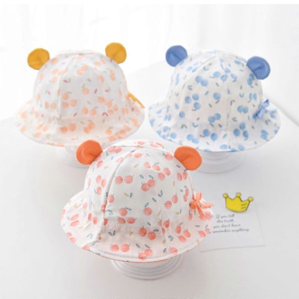 Spädbarn Solhatt Blommig Baby Bucket Hatt Mjuk Bred Brätte Baby Mössa Vår Camping Hatt Fiskehatt för Småbarn 0-2 År Gul