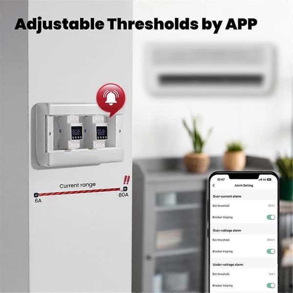 Tuya WiFi 80A Smart Strømafbryder med APP-styring & Brandsikker