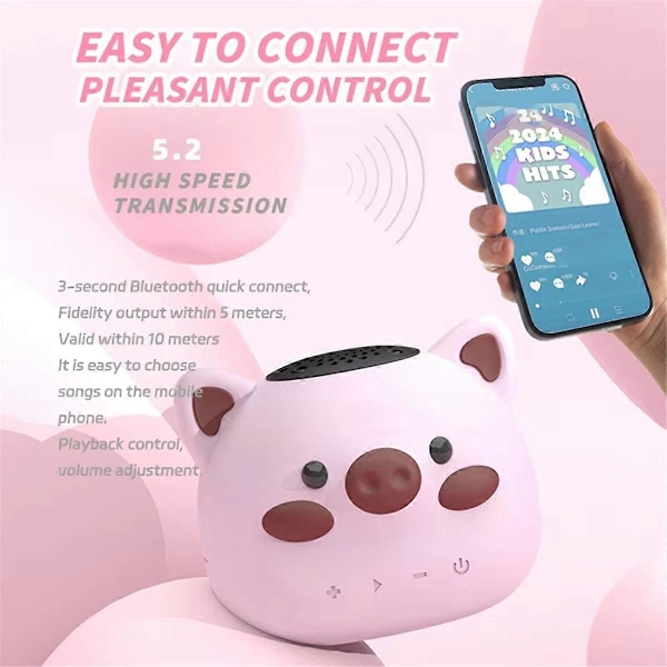 Mini taskukokoinen Bluetooth-kaiutin, söpö sarjakuvapossu, langaton soundbar-kaiutin, IP65 vedenkestävä stereo