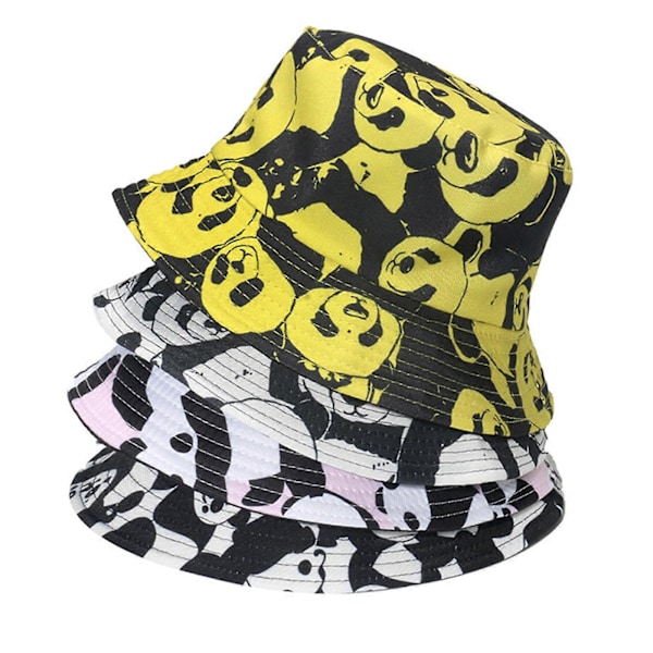 Casual Fiskehatt Allmatch Tecknad Panda Bucket Hatt för Vandring Camping