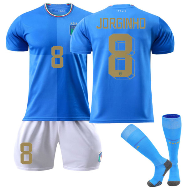 22-23 Italien hemma nr 10 Insignetröja 14 Chiesa 8 Jorginho fotbollsdräkt NO.8 JORGINHO S