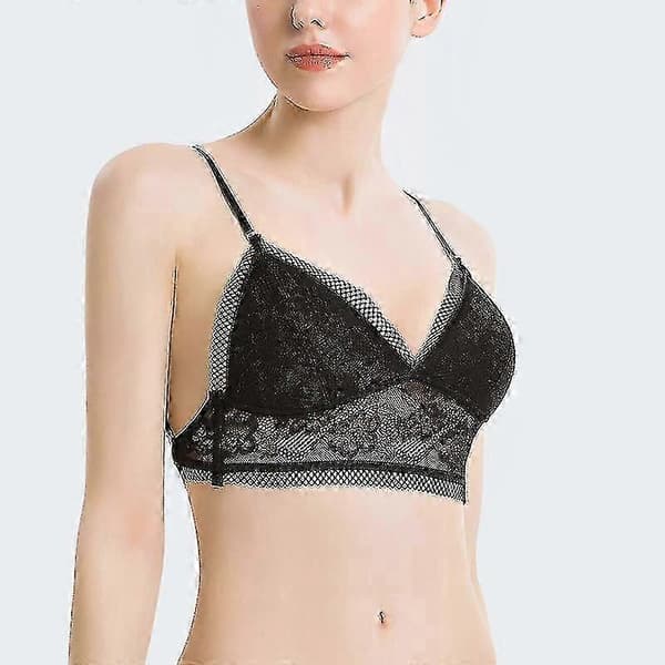 Spets-BH för damer, trådlös vadderad triangelbralette