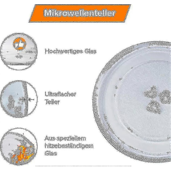 Universal Mikrovågsugnsglasplatta med 3 Fästen, 245 mm