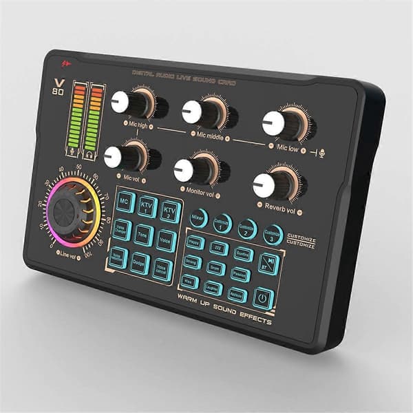Professionelt Live Lydkort Mixer med DJ Effekter Stemmeskifter og BT Trådløs Lydinterface fo