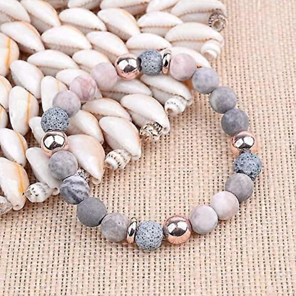 2 stk. Elastiske Naturlige Agater Lava Stein Par Distanse Armbånd Aromaterapi Eteriske Oljer Diffuser Unisex Armbånd