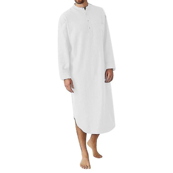 Herr pyjamas med huva i bomull Bomullspyjamas Mjuk pyjamas white XL