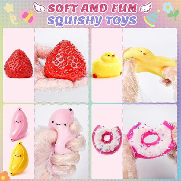 Taba Squishy Pack 20 st, blandade klämleksaker med kycklingbananstrå 1pcs