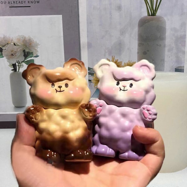 Puff Bear Dekor Ljus Gips Silikonformar för DIY Hantverk Smyckestillverkning