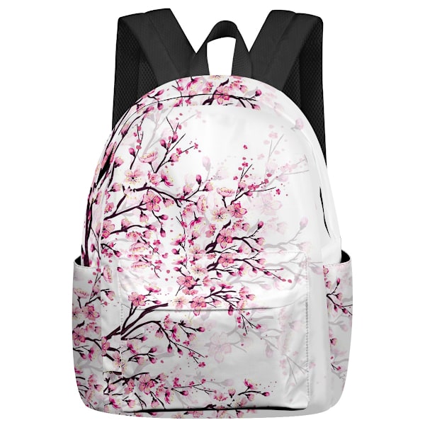 Cherry Blossom Plommon Gren Rosa Blomma Vit Ryggsäckar Anpassade skolväskor Laptop Ryggsäck Män Kvinnor Kvinna Resor