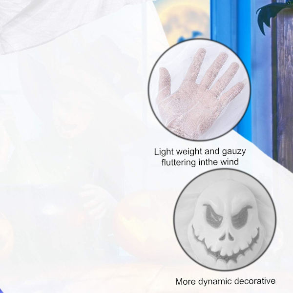 Halloween-spökdekorationer, 10,8 fot (3,3 m) lång x 6,5 fot (2 m) bredd, hängande spöke för utomhusfest inomhus, trädgårdsbar, stora Halloween-dekorationer (vit)