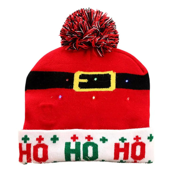 Julehatte Sweater Santa Elk Strikket Beanie Hat Med LED Lys Op Tegneseriemønster Julegave Til Børn Nytårsartikler Style 2