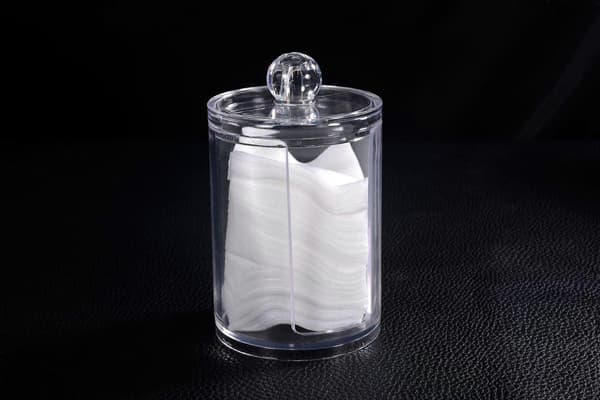 2 pakker, bomullssminke, bomullspinne bomullsrund boks transparent plast