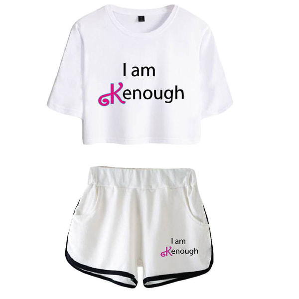 I Am Kenough Merch 2023 Ny film Todelt sæt Kortærmet Cropped Top Navel Tee+shorts Sjove damesæt Fødselsdagsgave style 3 S